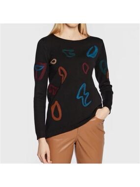 Joseph Ribkoff Knit Detail Top Sweater Size S